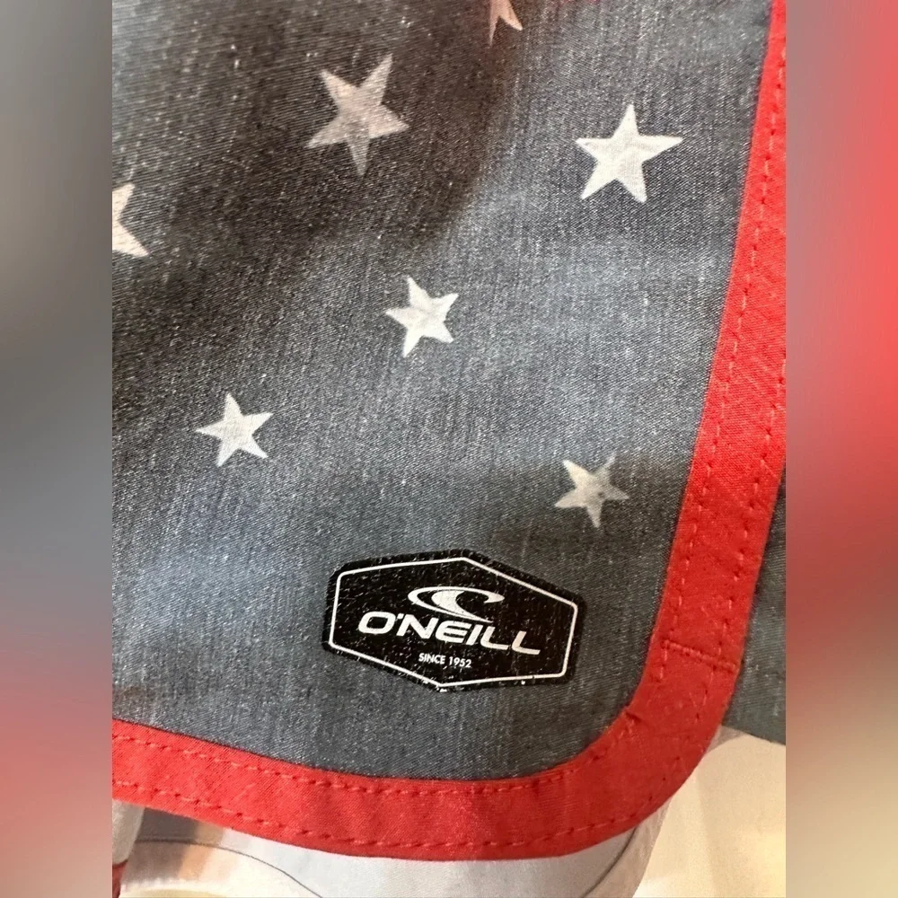 O'Neill American Flag Board Shorts Red BLue Striped 9